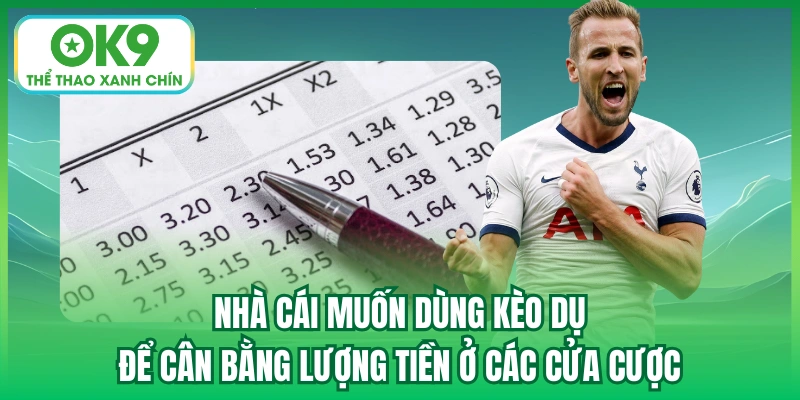 Nhà cái muốn dùng kèo dụ để cân bằng lượng tiền ở các cửa cược